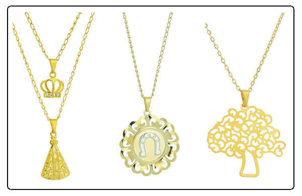 gargantilhas folheadas com desconto